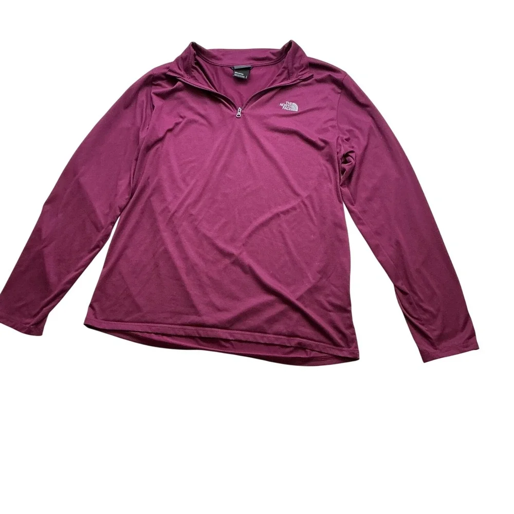 The North Face Mens Quarter Zip Pullover Long Sleeve Berry Purple Size Large